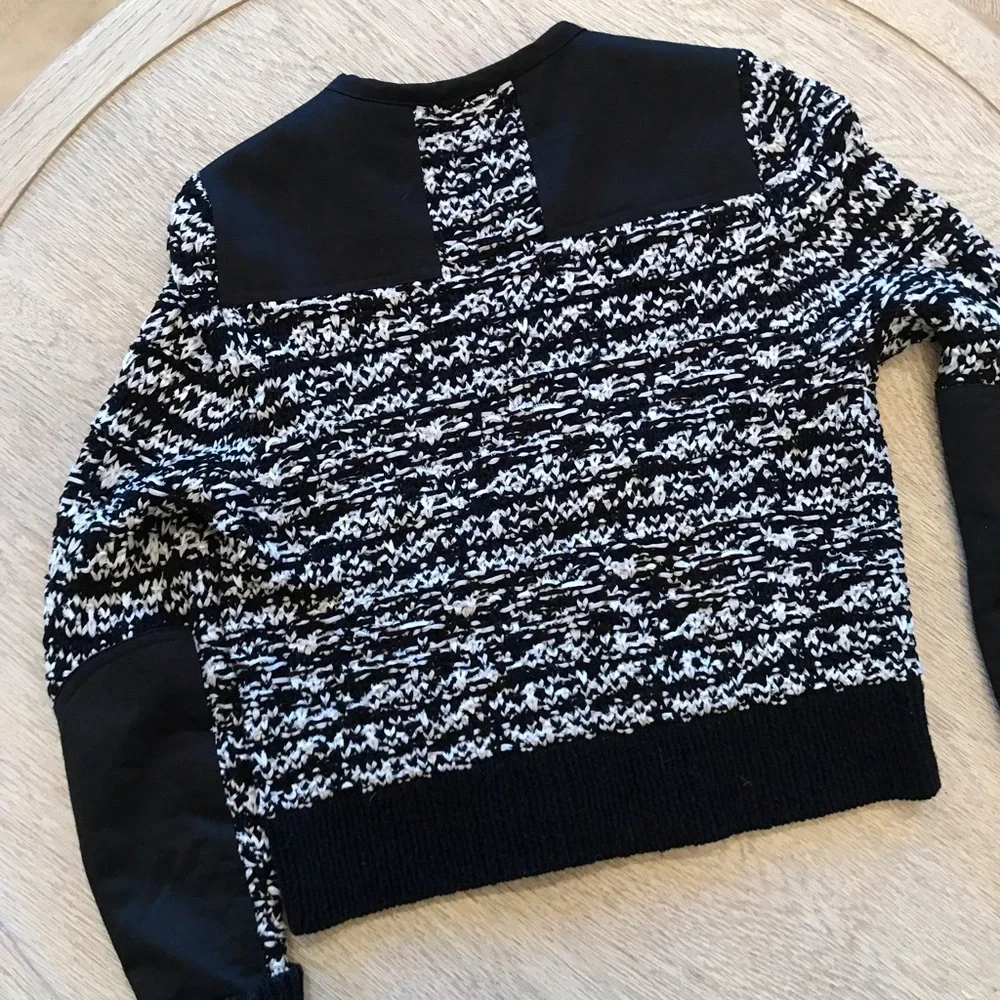 Rag & Bone Viola Black And White Ribbon Knit Sweater Jacket Zipper - Picture 12 of 15